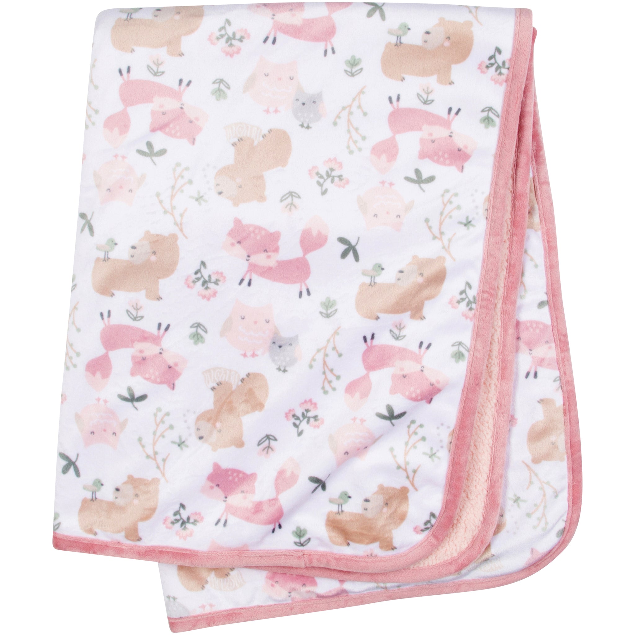 Baby Girls Woodland Critters Plush Blanket-Gerber Childrenswear Wholesale