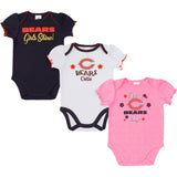 3-Pack Chicago Bears Short Sleeve Bodysuits-Gerber Childrenswear Wholesale