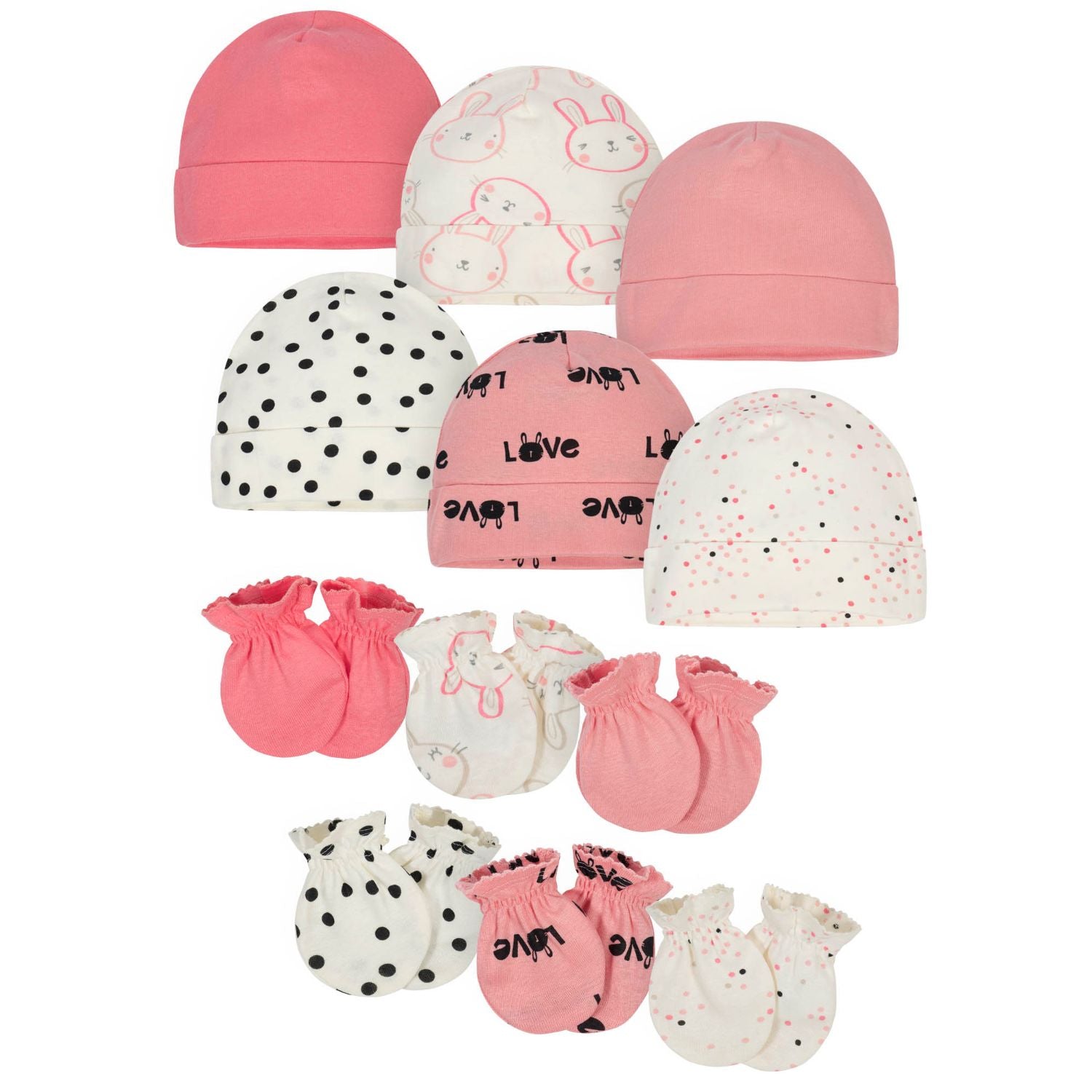 12-Pack Baby Girls Bunny Cap and Mitten Set-Gerber Childrenswear Wholesale