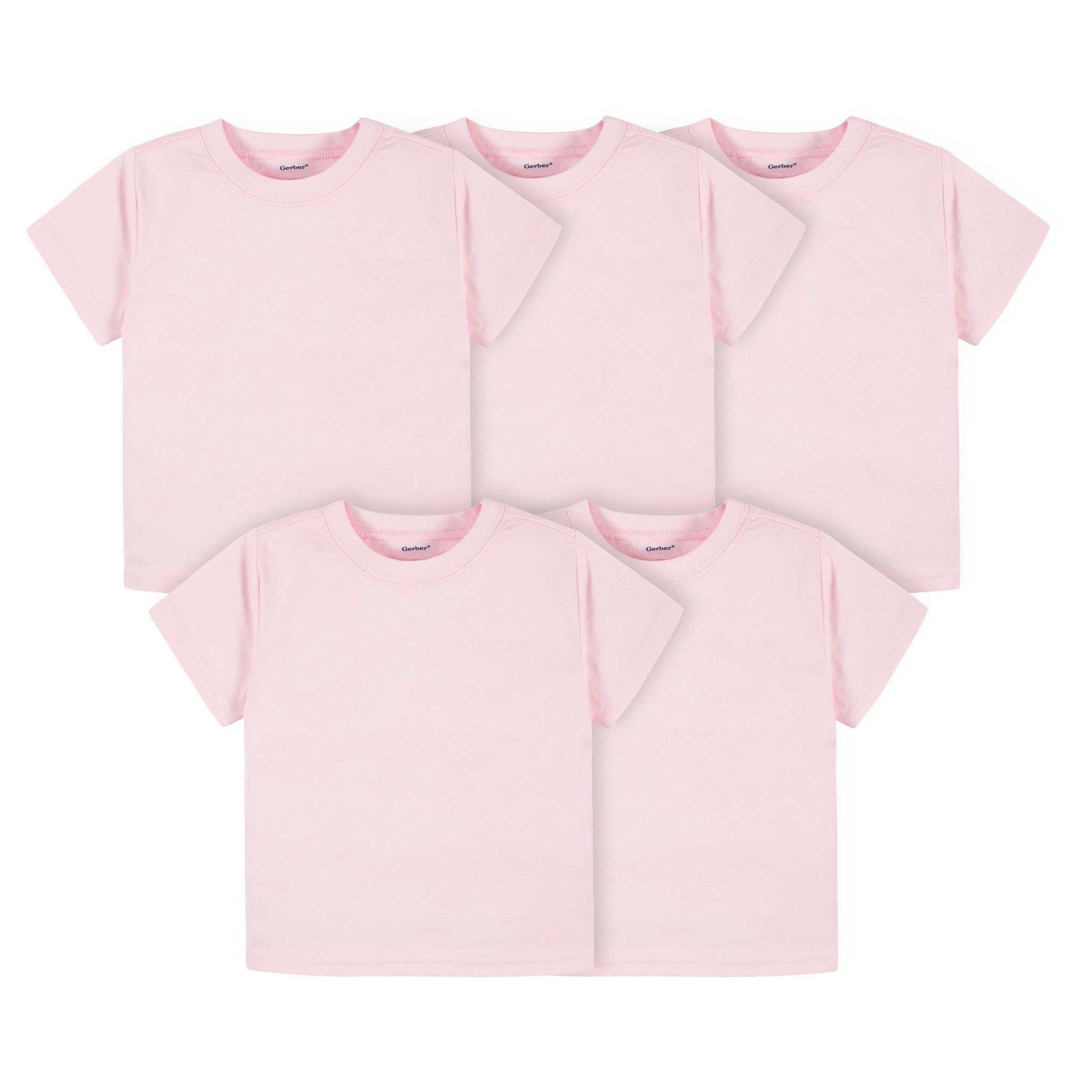 5-Pack Light Pink Short Sleeve Premium Tees-Gerber Childrenswear Wholesale