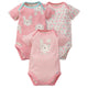3-Pack Organic Baby Girls Floral Bunny Short Sleeve Onesies® Brand Bodysuits-Gerber Childrenswear Wholesale