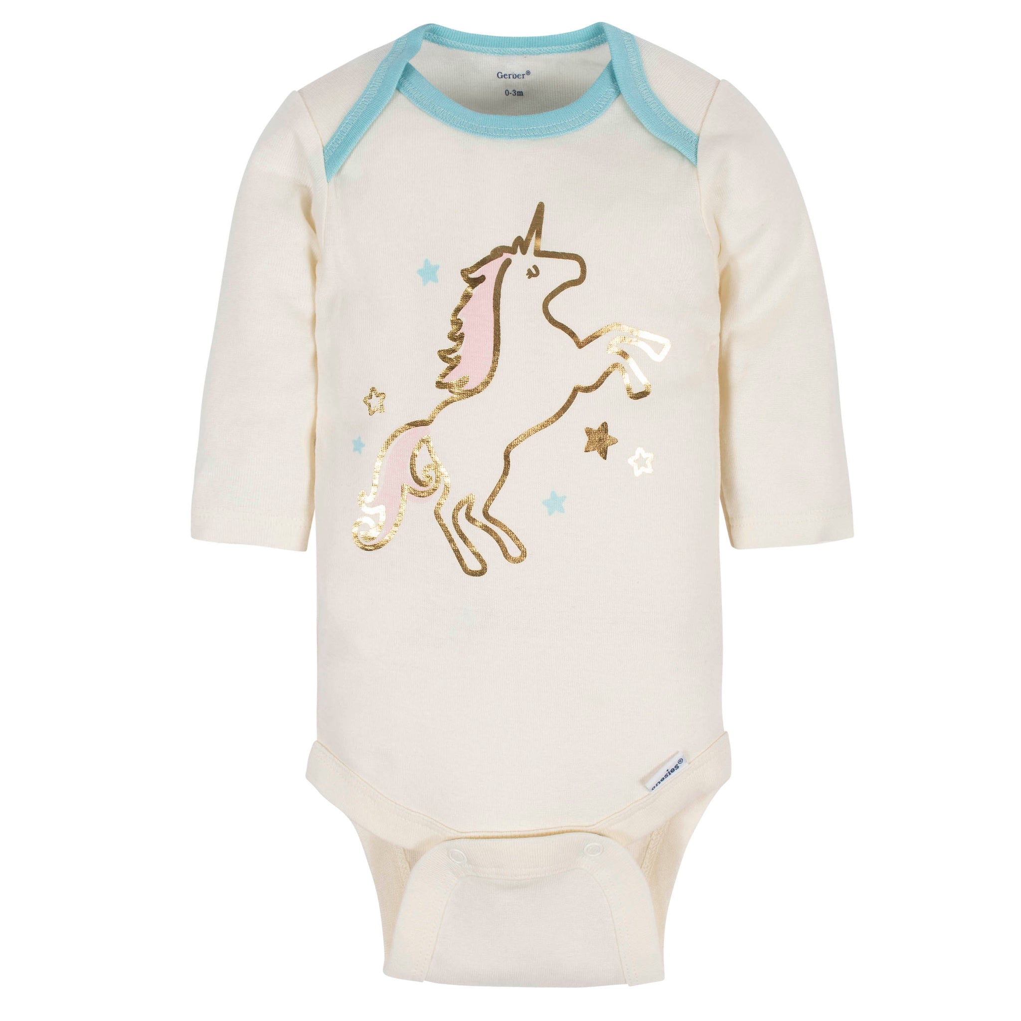 6-Pack Baby Girls Unicorn & Royalty Long Sleeve Onesies® Bodysuits-Gerber Childrenswear Wholesale