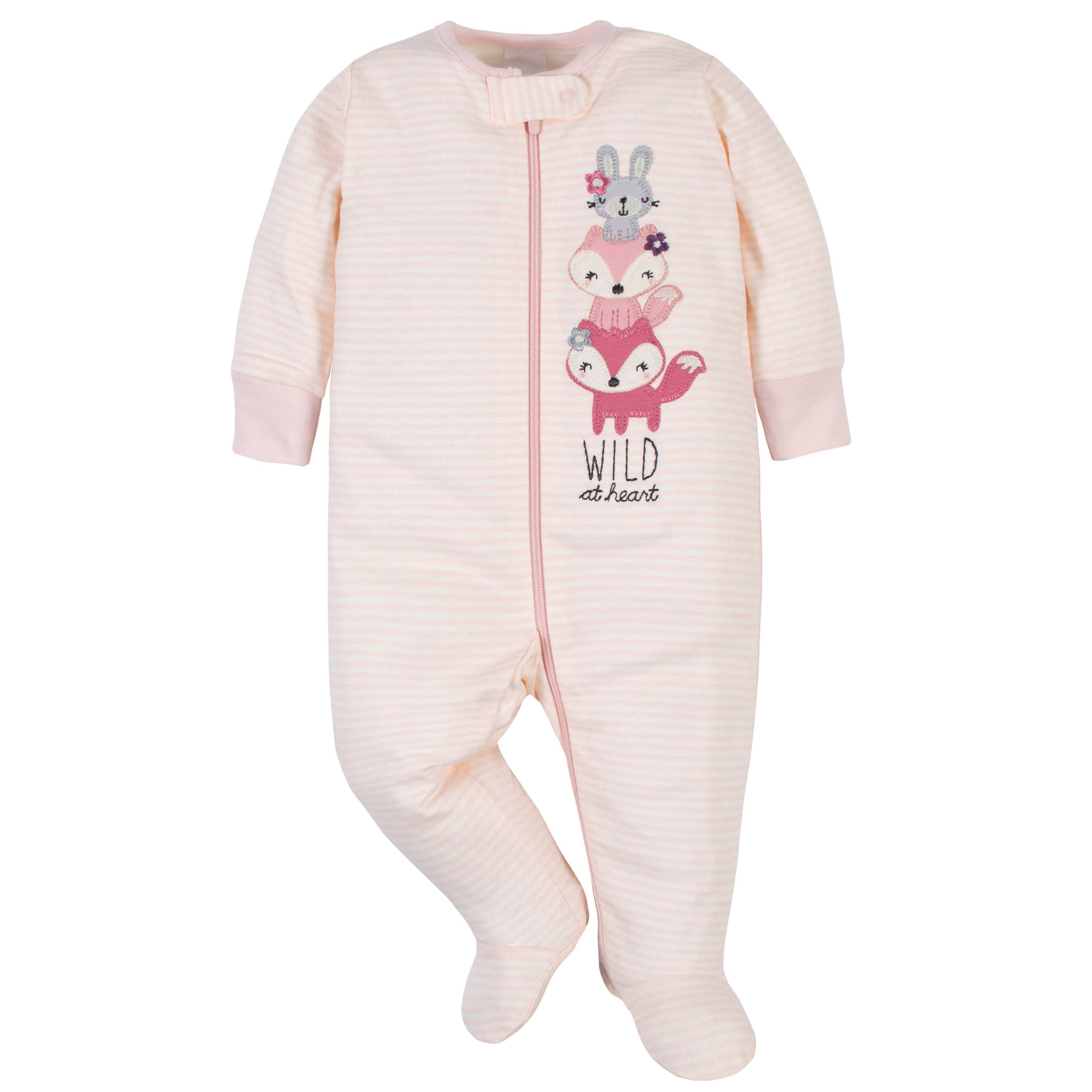 3-Pack Organic Baby Girls Fox Sleep 'N Plays-Gerber Childrenswear Wholesale