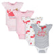 4-Pack Baby Girls Crab Onesies® Bodysuits-Gerber Childrenswear Wholesale