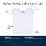 2-Pack Infant & Toddler Girls Pink & White Double Ruffle Tops-Gerber Childrenswear Wholesale