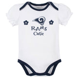 3-Pack Los Angeles Rams Short Sleeve Bodysuits-Gerber Childrenswear Wholesale