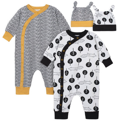 4-Piece Baby Boys Nature Coverall and Cap Set-Gerber Childrenswear Wholesale