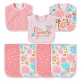 7-Piece Baby Neutral Princess Terry Bibs & Terry Burp Cloths Set-Gerber Childrenswear Wholesale