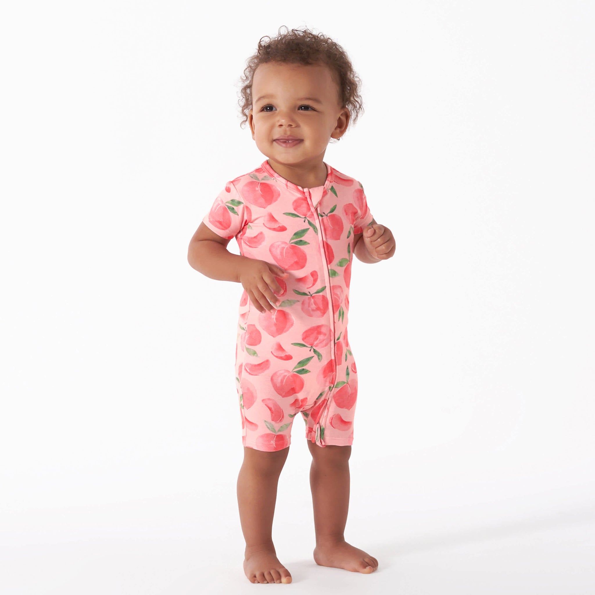 Baby Girls Just Peachy Buttery Soft Viscose Made from Eucalyptus Snug Fit Romper-Gerber Childrenswear Wholesale