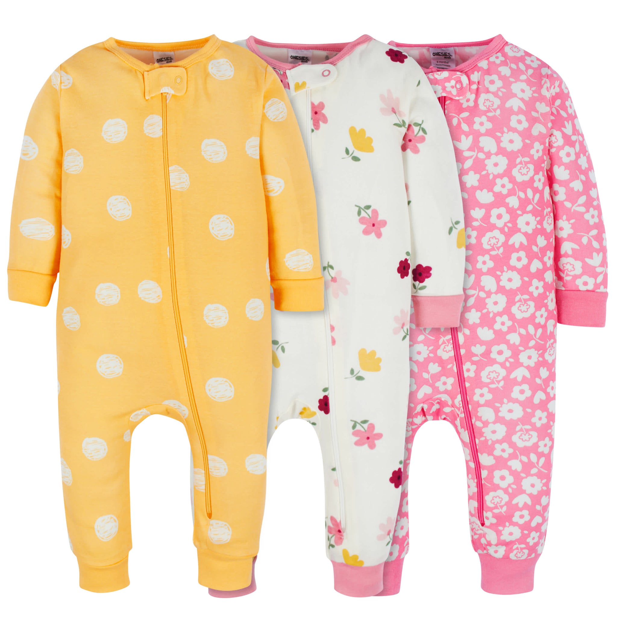 3-Pack Baby & Toddler Girls Floral Fox Snug Fit Footless Pajamas-Gerber Childrenswear Wholesale