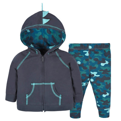 2-Piece Baby & Toddler Boys Navy Dino Terry Zip Hoodie & Joggers Set-Gerber Childrenswear Wholesale