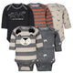 5-Pack Baby Boys Bear Long Sleeve Onesies® Bodysuits-Gerber Childrenswear Wholesale
