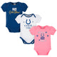 3-Pack Indianapolis Colts Short Sleeve Bodysuits-Gerber Childrenswear Wholesale