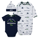 Baby Boys 3-Piece Seattle Seahawks Bodysuit, Gown, and Cap Set-Gerber Childrenswear Wholesale