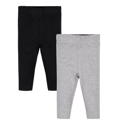 2-Pack Girls Black and Grey Leggings-Gerber Childrenswear Wholesale
