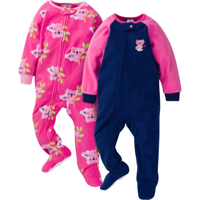 2-Pack Baby & Toddler Girls Koala Fleece Pajamas-Gerber Childrenswear Wholesale