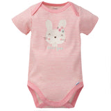 3-Pack Organic Baby Girls Floral Bunny Short Sleeve Onesies® Brand Bodysuits-Gerber Childrenswear Wholesale