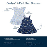 2-Pack Infant & Toddler Girls Blue Floral Knit Dresses-Gerber Childrenswear Wholesale