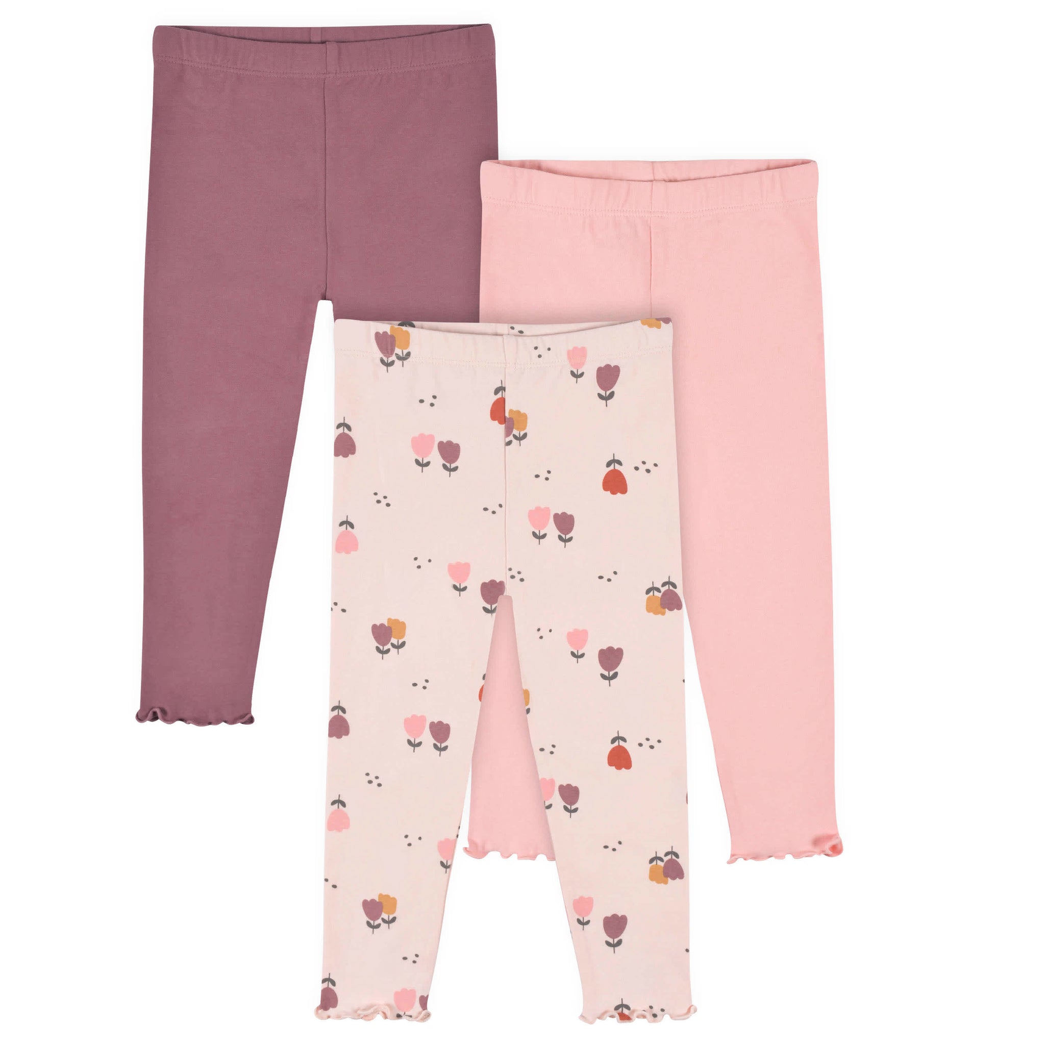 3-Pack Infant & Toddler Girls Burgundy Floral Leggings-Gerber Childrenswear Wholesale