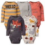 5-Pack Baby Boys Safari Long Sleeve Onesies® Bodysuits-Gerber Childrenswear Wholesale