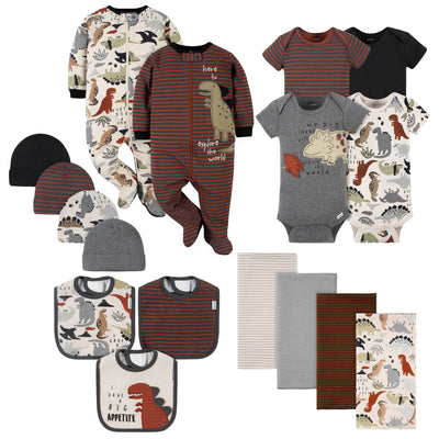 17-Piece Baby Neutral Dino Apparel & Blankets Bundle-Gerber Childrenswear Wholesale