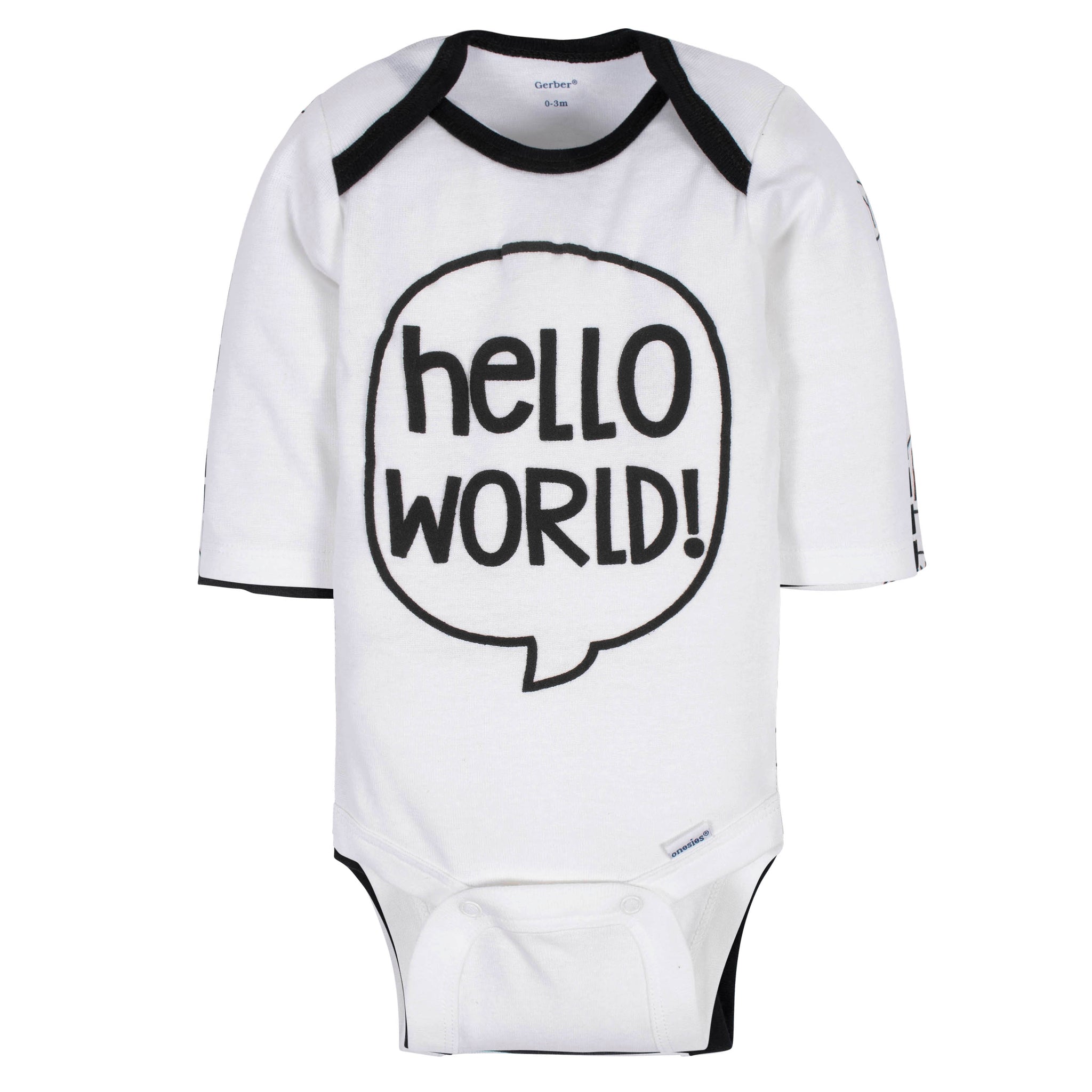 3-Pack Baby Boys "Hello" Long Sleeve Onesies® Bodysuits-Gerber Childrenswear Wholesale