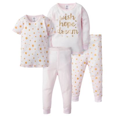 4-Piece Baby Girls Wish Hope Dream Cotton PJ's-Gerber Childrenswear Wholesale