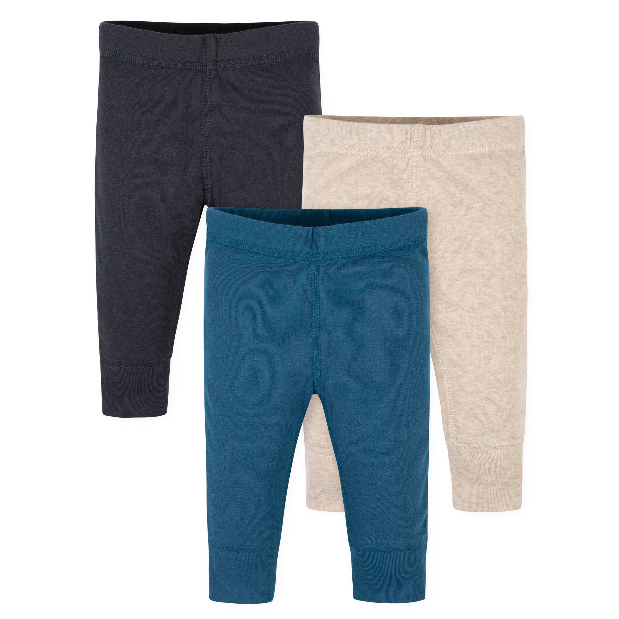 3-Pack Baby Neutral Blue, Oatmeal, & Charcoal Pants-Gerber Childrenswear Wholesale