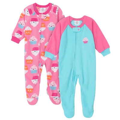 2-Pack Baby Girls Cupcakes Blanket Sleepers-Gerber Childrenswear Wholesale
