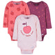 3-Pack Baby Girls Apple Bouquets Long Sleeve Onesies® Bodysuits-Gerber Childrenswear Wholesale