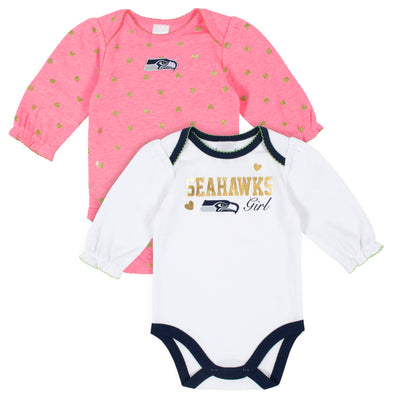 2-Pack Seattle Seahawks Long Sleeve Bodysuits-Gerber Childrenswear Wholesale