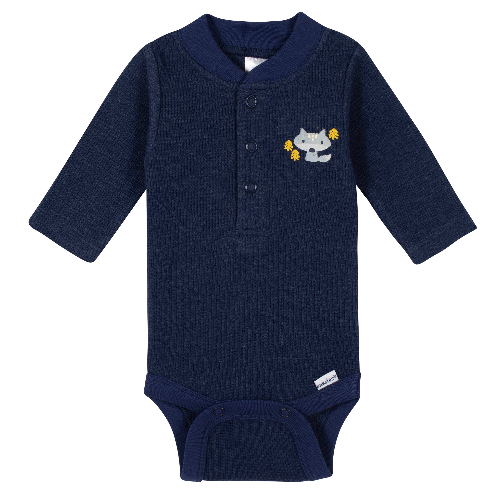 3-Pack Baby Boys Penguin Thermal Long Sleeve Onesies® Bodysuits-Gerber Childrenswear Wholesale