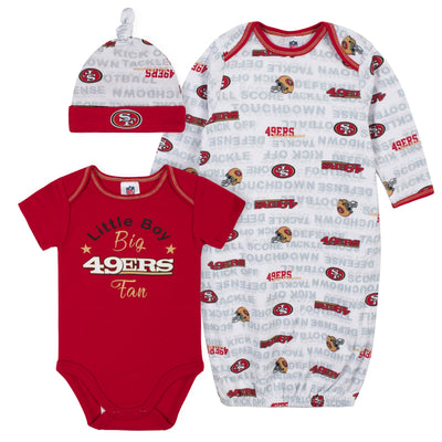 Baby Boys 3-Piece San Francisco 49ers Bodysuit, Gown, and Cap Set-Gerber Childrenswear Wholesale