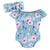 2-Piece Baby Girls Periwinkle Garden Wide Neck Romper & Headband Set-Gerber Childrenswear Wholesale