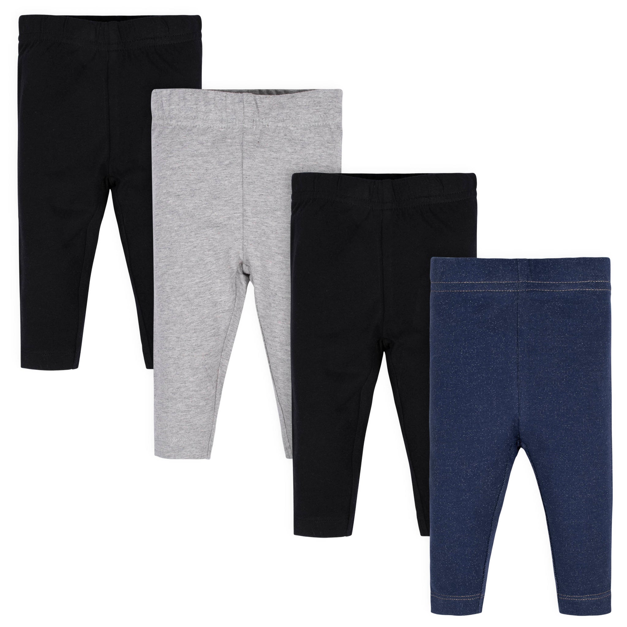 4-Pack Girls Black, Grey, and Blue Leggings-Gerber Childrenswear Wholesale