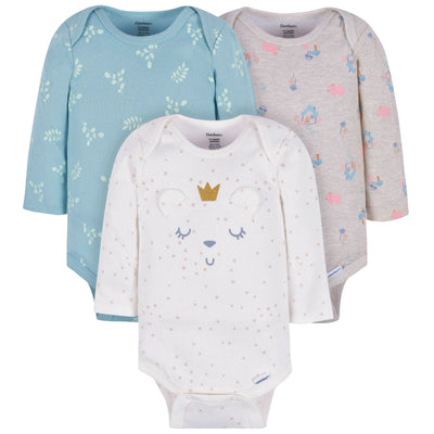 3-Pack Baby Girls Bear Fairy Long Sleeve Onesies® Bodysuits-Gerber Childrenswear Wholesale