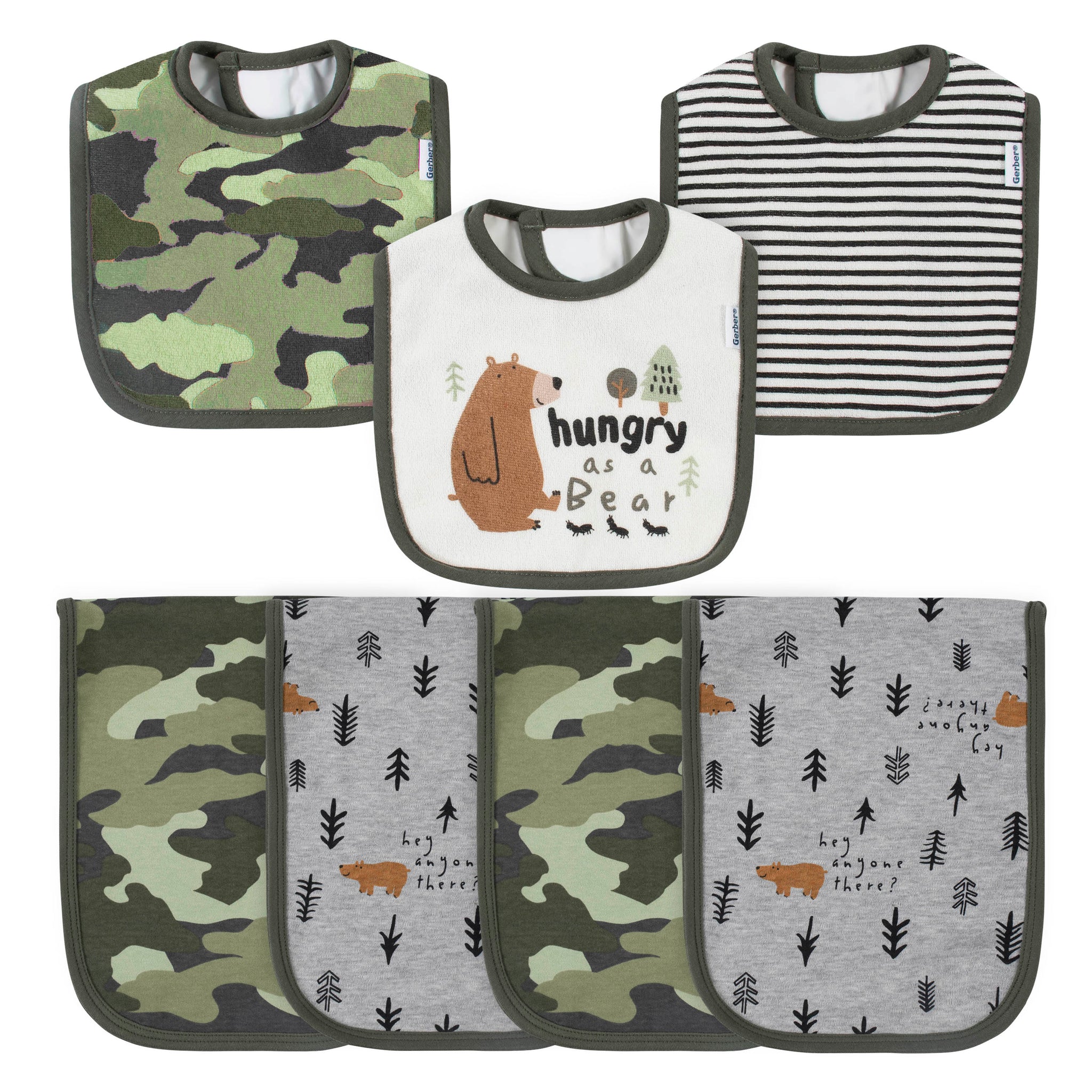 7-Piece Baby Neutral Bear Terry Bibs & Terry Burp Cloths Set-Gerber Childrenswear Wholesale