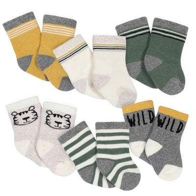 6-Pack Baby Boys Tiger Wiggle-Proof Crew Socks-Gerber Childrenswear Wholesale