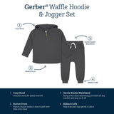 2-Piece Infant & Toddler Boys Charcoal Waffle Hoodie & Jogger Set-Gerber Childrenswear Wholesale