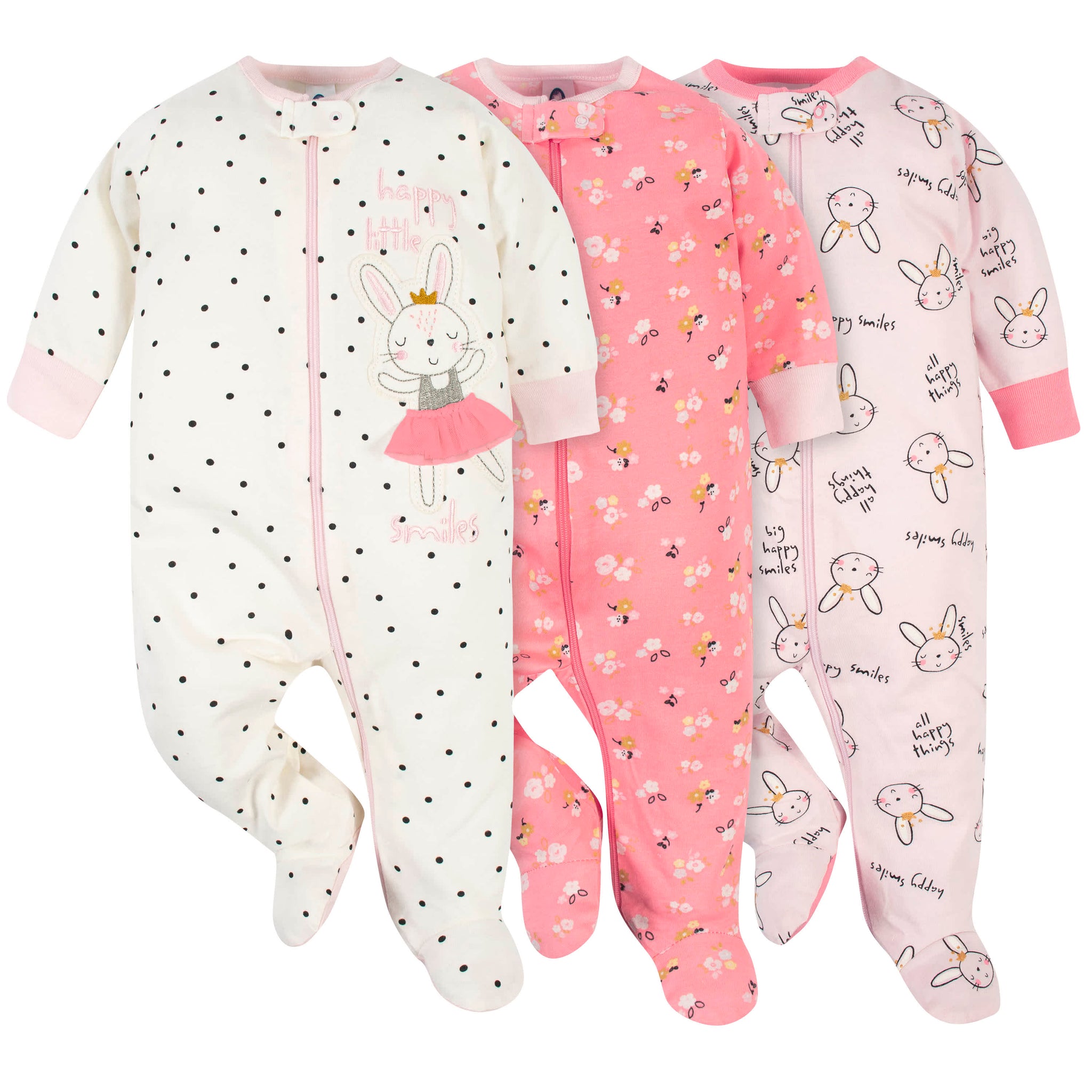 3-Pack Baby Girls Ballerina Sleep N Plays-Gerber Childrenswear Wholesale