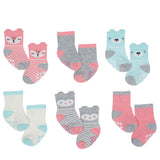 Just Born® 6-Pack Baby Girls Fox Organic Wiggle Proof Bootie Socks-Gerber Childrenswear Wholesale