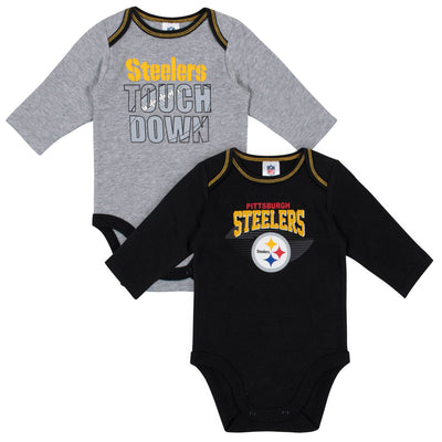 2-Pack Pittsburgh Steelers Long Sleeve Bodysuits-Gerber Childrenswear Wholesale