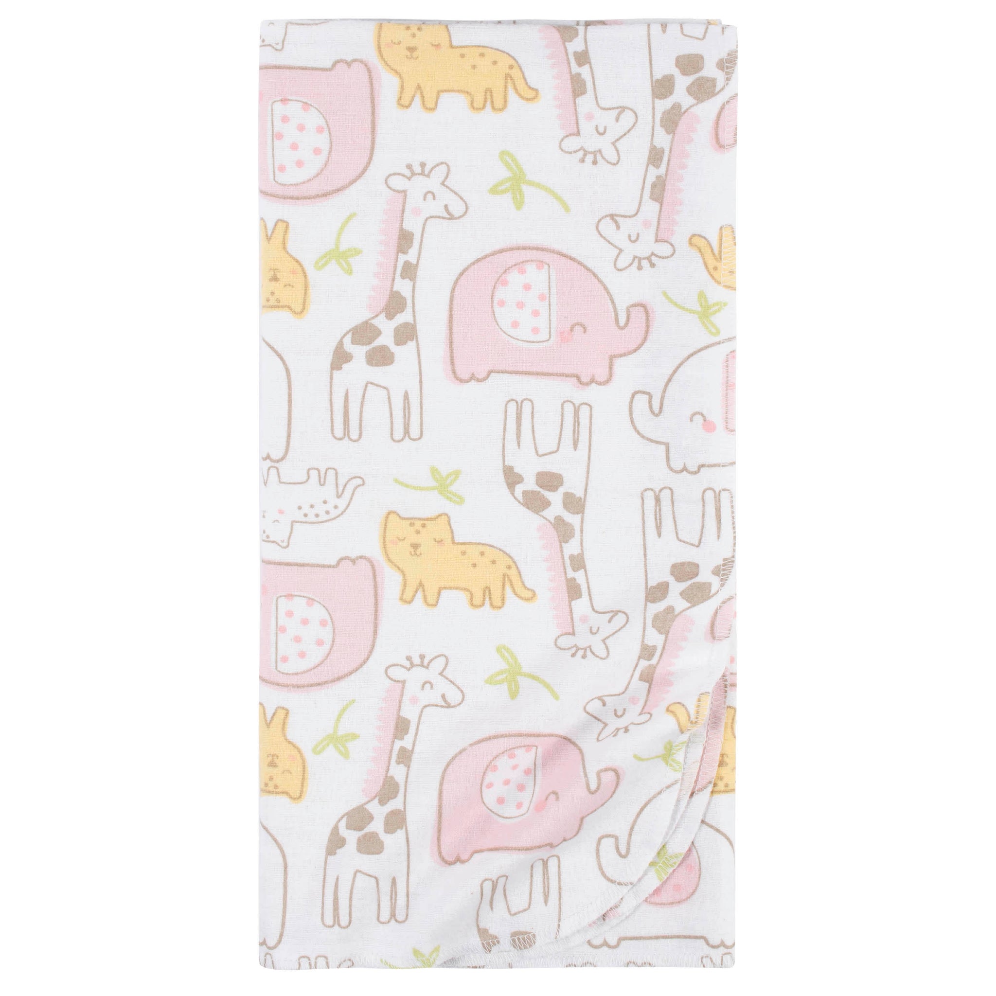 5-Pack Baby Girls Pink Safari Flannel Receiving Blankets-Gerber Childrenswear Wholesale