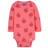 3-Pack Baby Girls Apple Bouquets Long Sleeve Onesies® Bodysuits-Gerber Childrenswear Wholesale