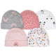 5-Pack Baby Girls Bear Caps Set-Gerber Childrenswear Wholesale