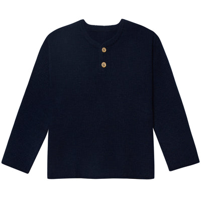 Infant & Toddler Boys Blue Henley Sweater-Gerber Childrenswear Wholesale