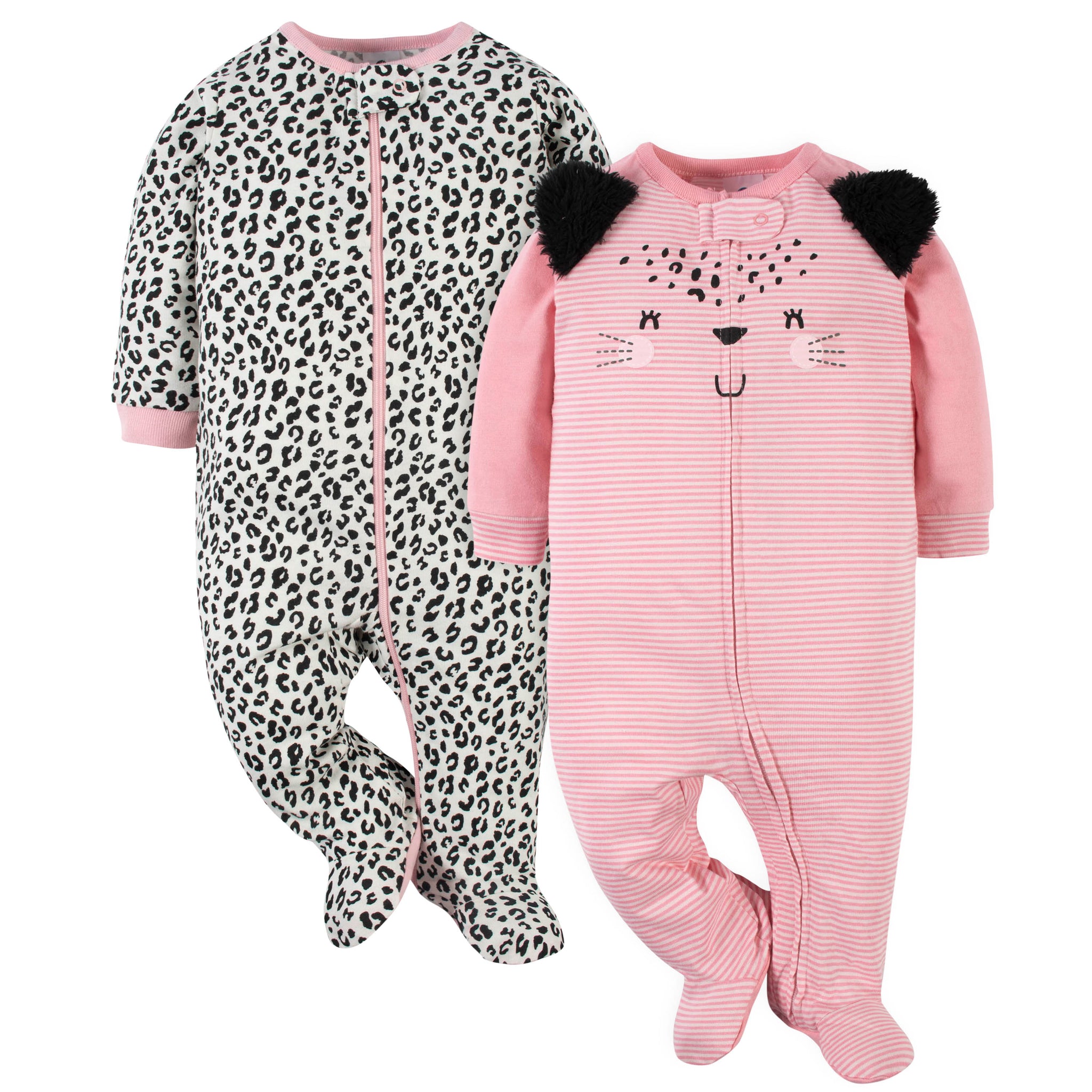 2-Pack Baby Girls Leopard Sleep 'N Plays-Gerber Childrenswear Wholesale