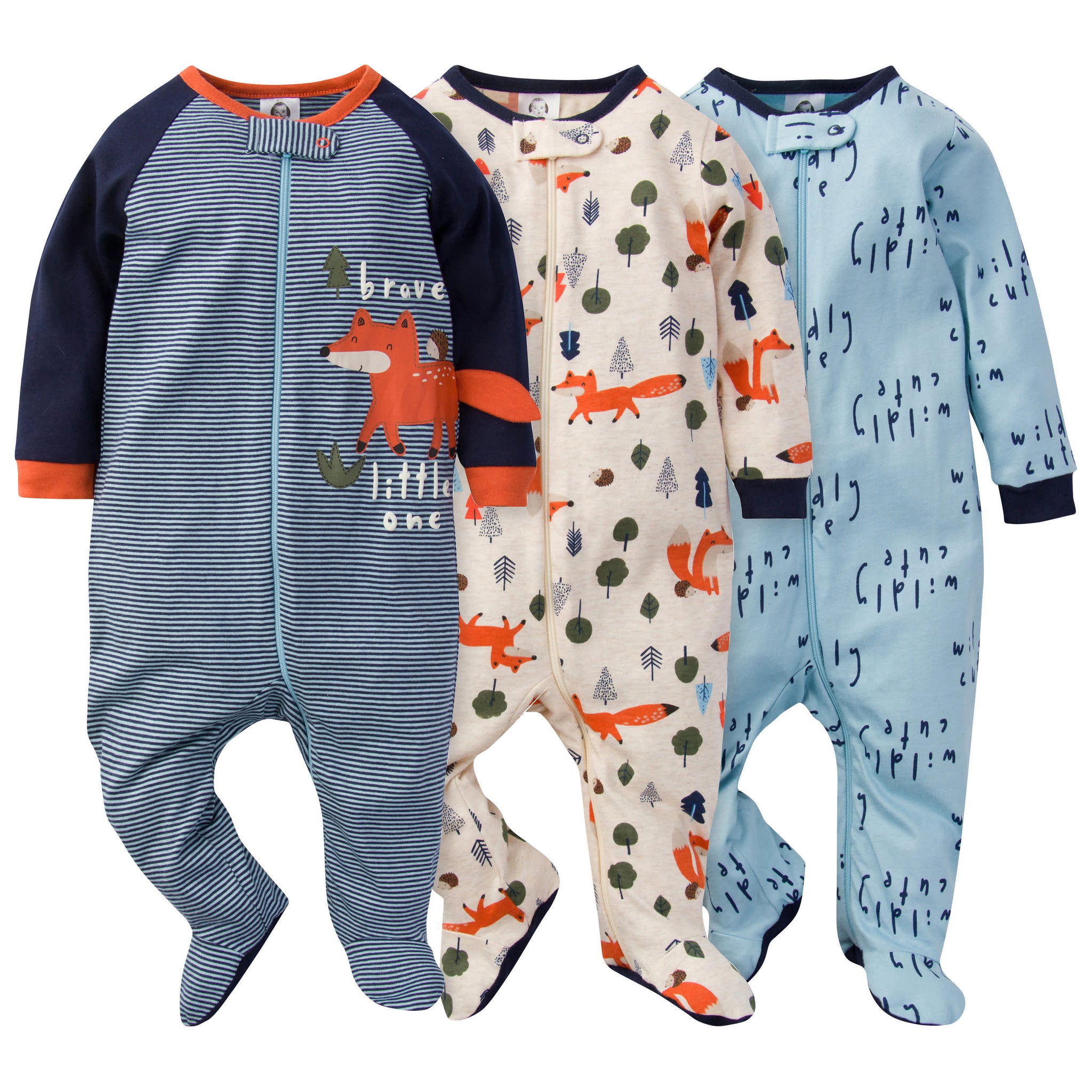 3-Pack Baby Boys Fox Sleep 'N Plays-Gerber Childrenswear Wholesale