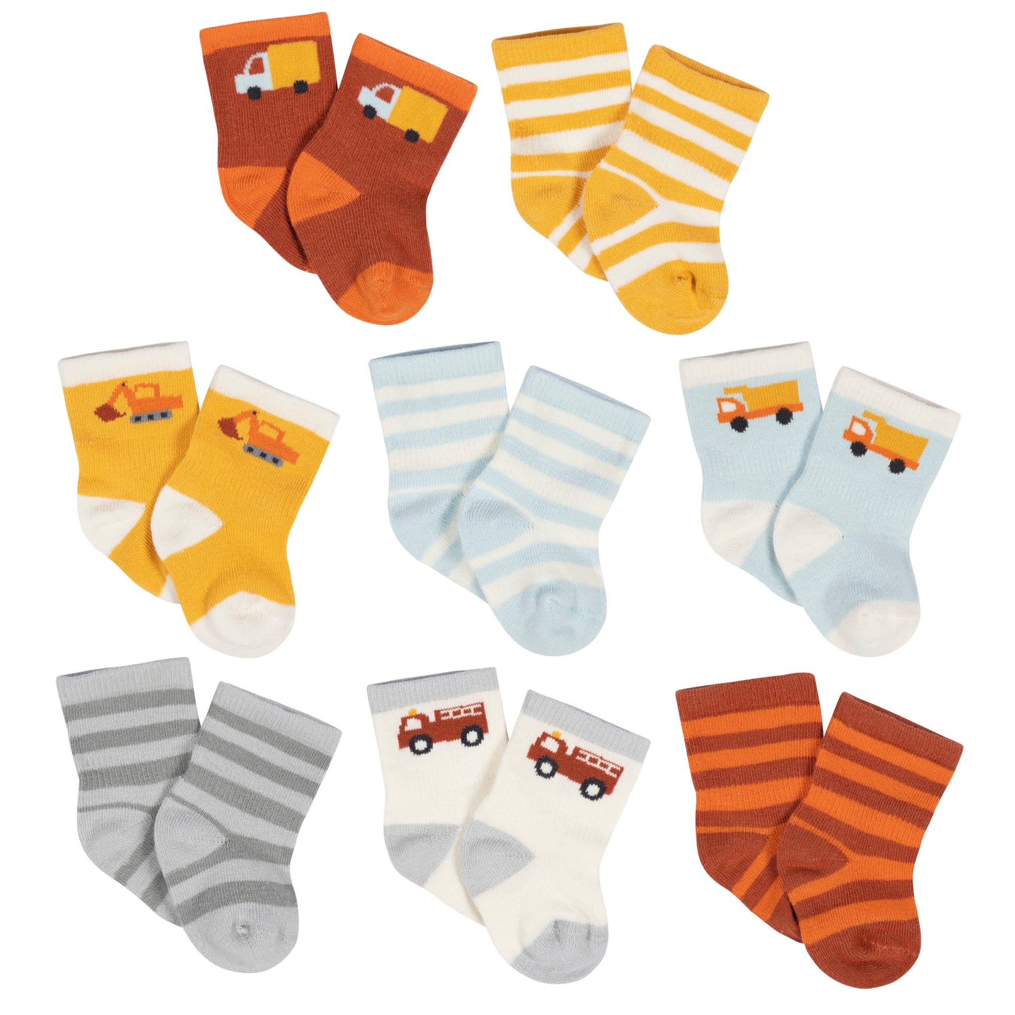 8-Pack Baby Boys Transportation Zone Jersey Wiggle Proof® Socks-Gerber Childrenswear Wholesale
