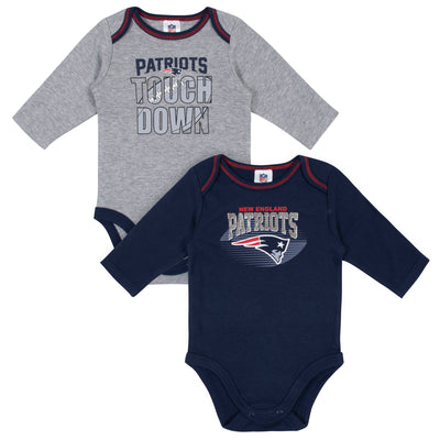 2-Pack New England Patriots Long Sleeve Bodysuits-Gerber Childrenswear Wholesale
